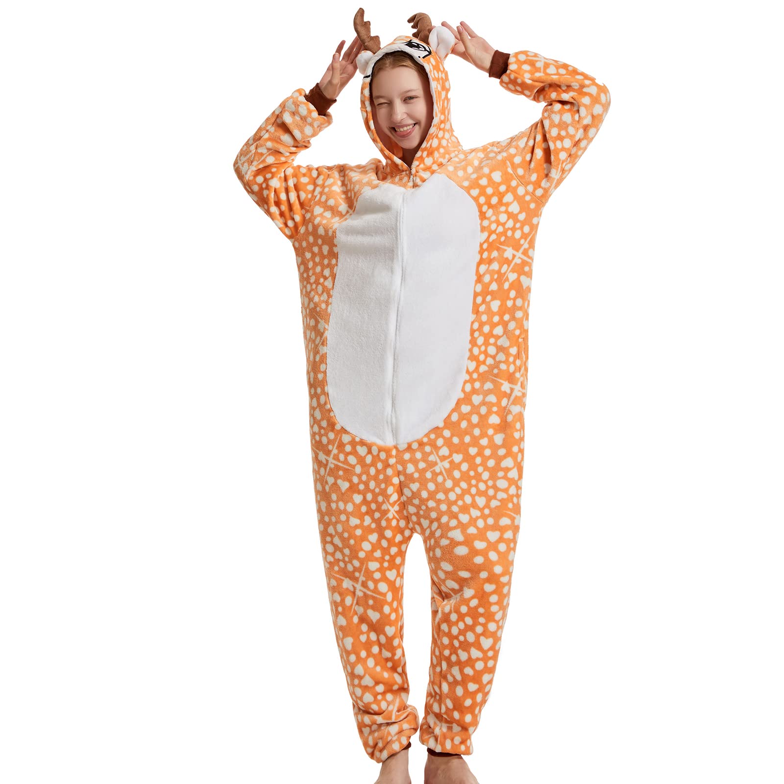 FolisofOnesies Pajamas, Unisex Adult Novelty One-Piece Cosplay Animal Sleepwear Homewear, Halloween Costume for Women Men