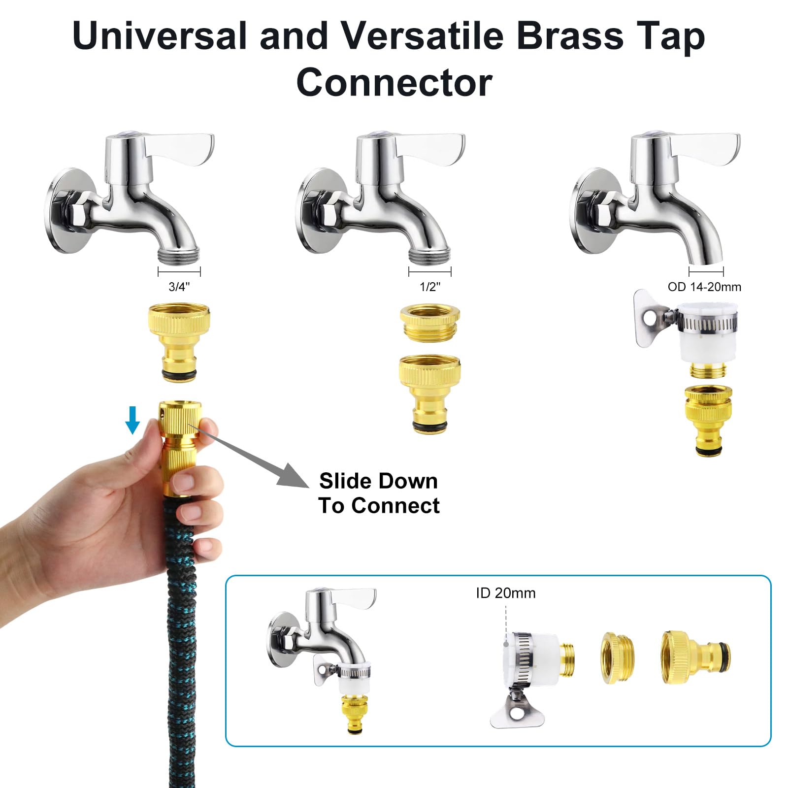 Tubo da giardino espandibile – Tubo flessibile da giardino da 22,6 m con ugello spray a 10 funzioni, tubo flessibile da giardino con connettori da 3/4", 1/2", tubo flessibile per acqua leggero