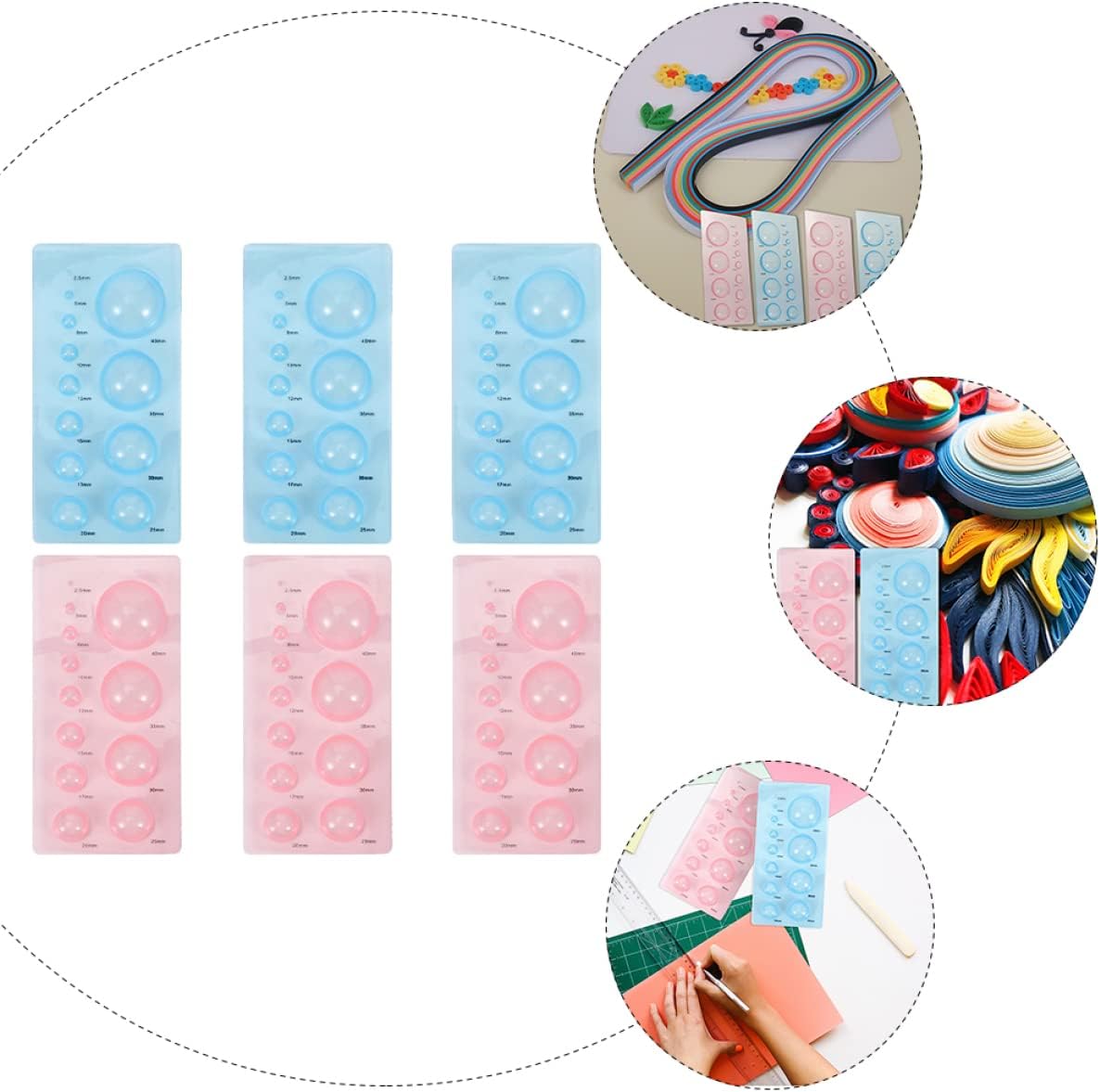DOITOOL 6pcs Paper Quilling Mould Set for DIY Craft 3D Paper Craft Tools for Beginners Colorful Quilling Tools for Home Decoration and Creative Projects