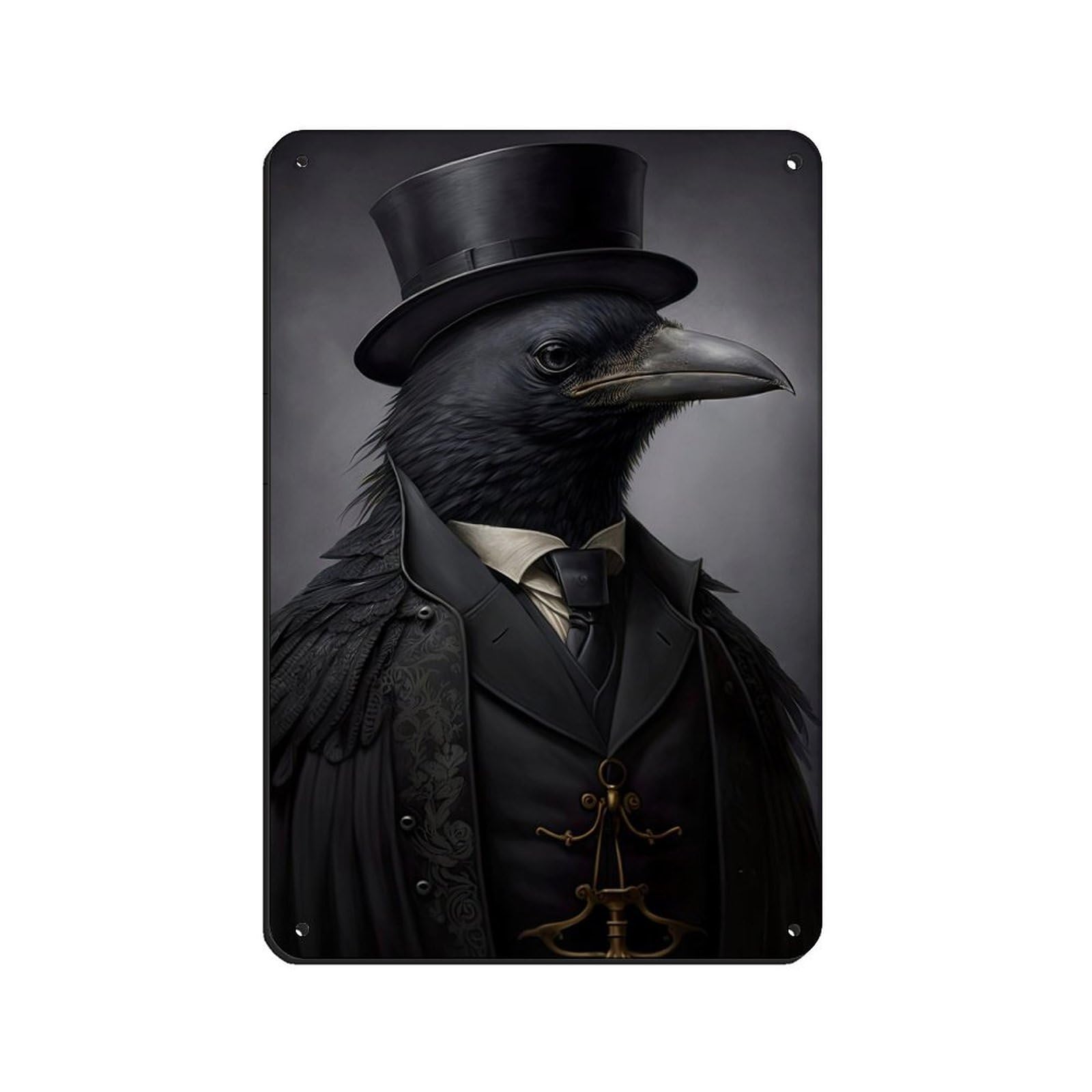 Gothic Raven VintageArt Poster Retro Poster Metal Tin Sign Chic Art Retro Iron Painting Bar People Cave Cafe Family Garage Poster Wall Decoration 8x12inch(20x30cm)