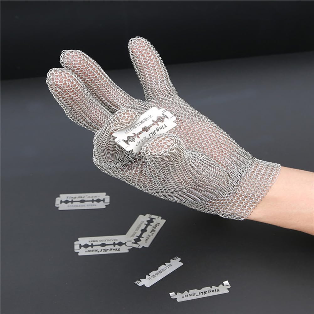 Guanti antitaglio in acciaio inox Cut Resistant Guanti da camicia a catena Guanti protettivi per carne, Proof Carne, Sicurezza Lavoro Outdoor Protezione Tool M