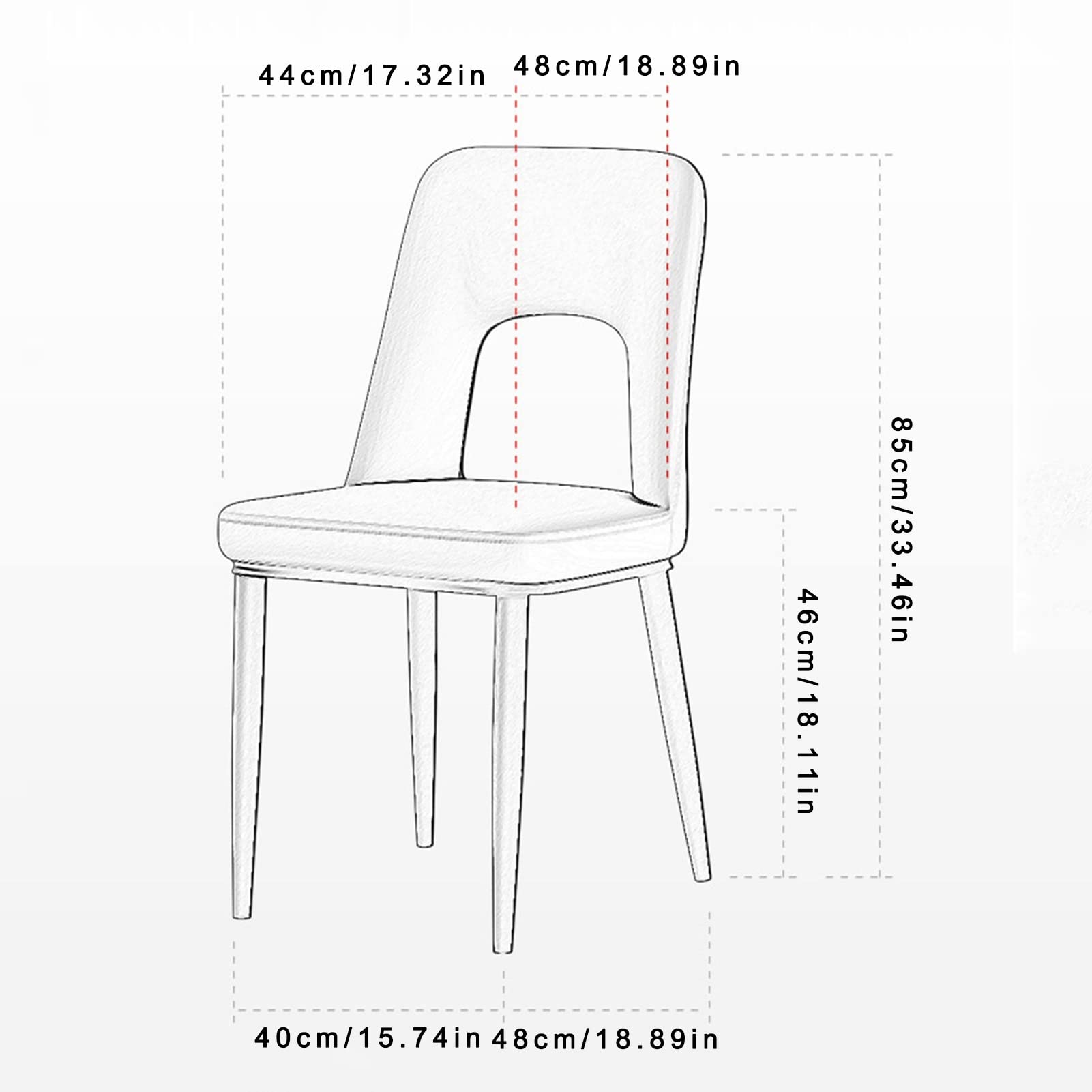 SJIALEN Modern Set of 4 Dining Chairs, Upholstered Leisure Office Side Chairs Carbon Steel Legs Faux Matte Leather Kitchen Chairs Kitchen Chair (Color : Orange, Size : 40x48x85cm)