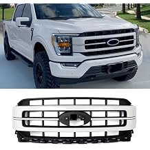 MIC Front Grille Grill Assembly Compatible with 2021-2023 F-150 F150 Lariat YZ Oxford White Trim