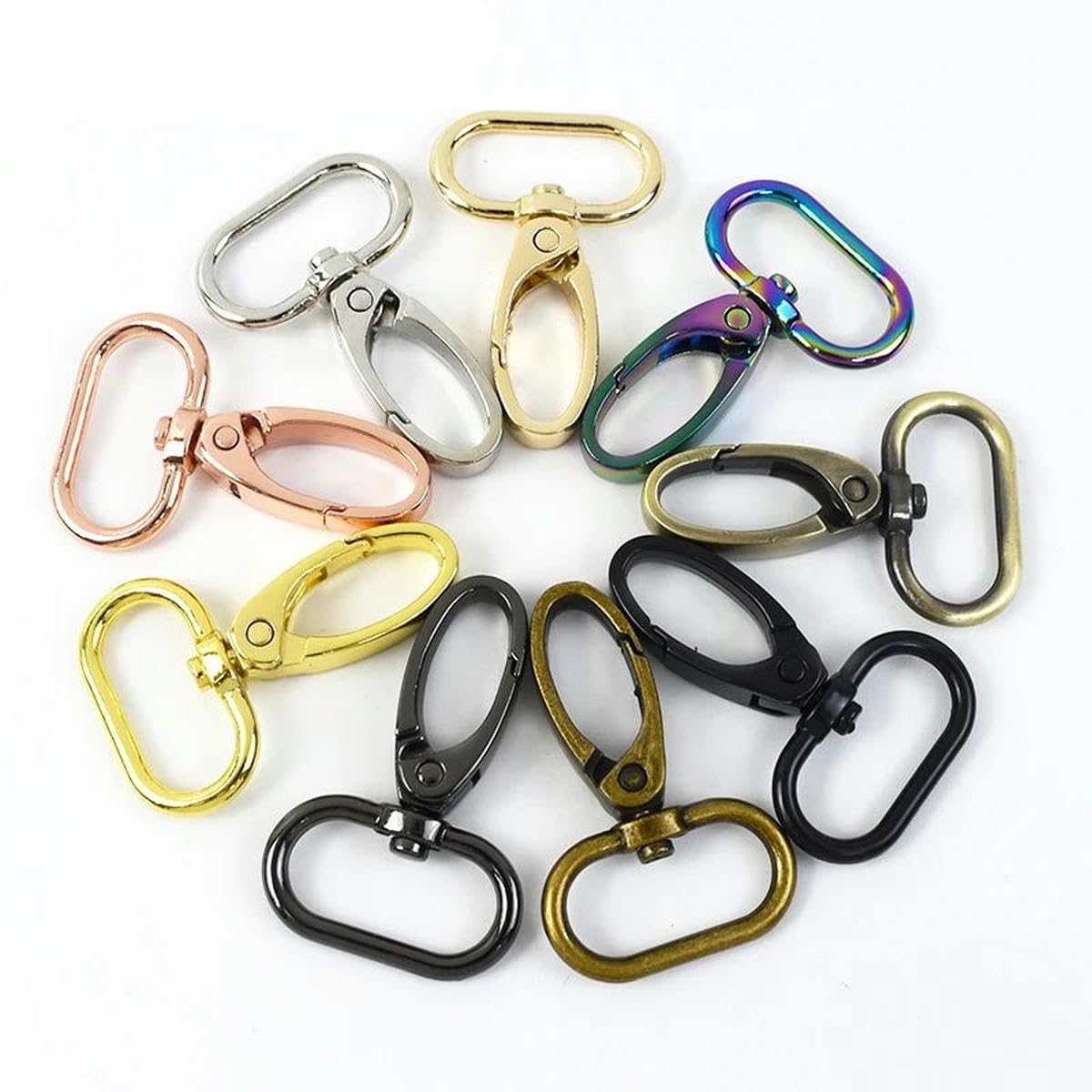 10/50 Stück Metallschnalle für Taschengurt, drehbarer Karabinerverschluss, Rucksack-Gurtband, Auslöseclip, Karabinerhaken, Handtaschenaufhänger, DIY-Zubehör, 16 mm, 50 Stück, GunBlack
