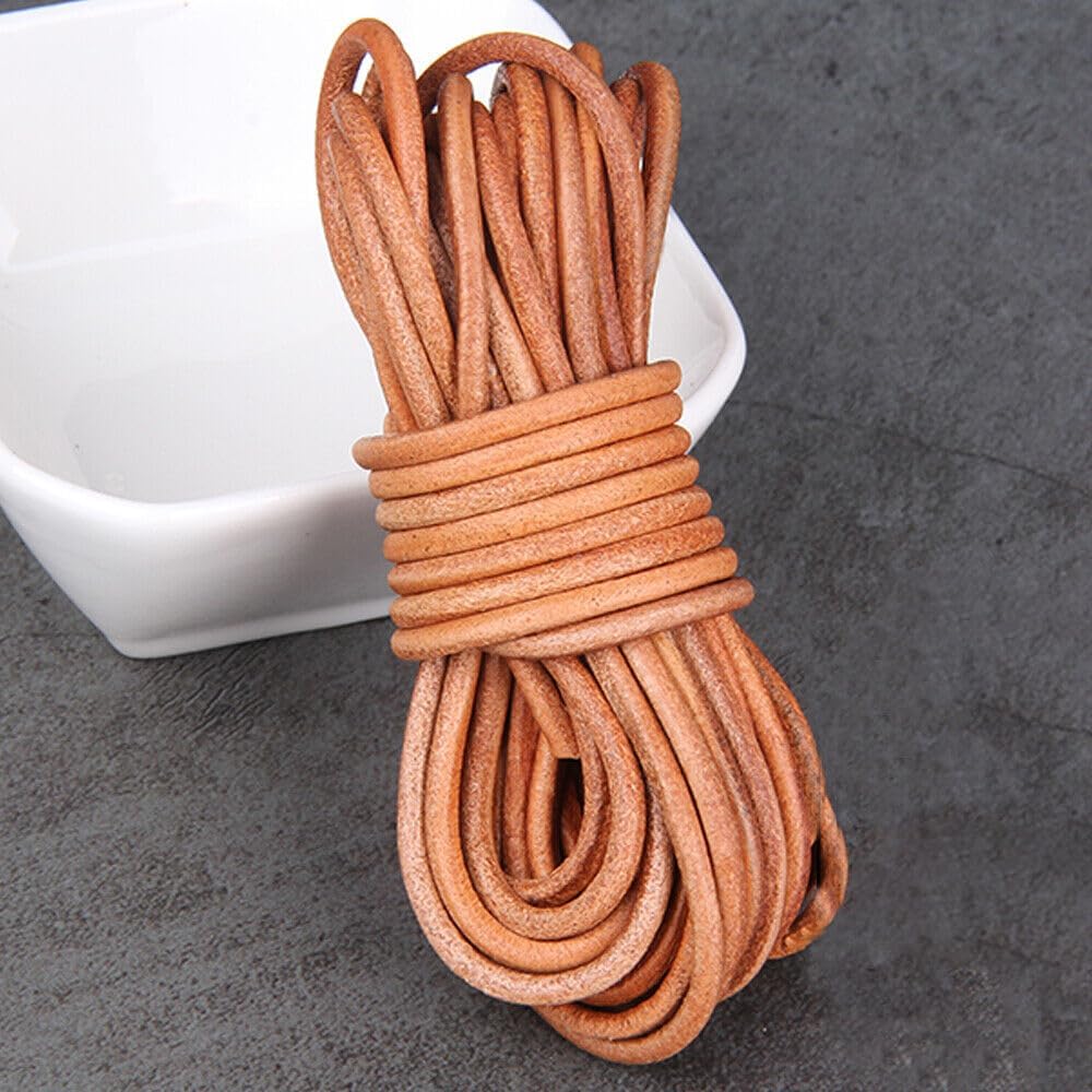 1-8mm Round Cow Leather Cord Lace Rope Weave String for Necklace Bracelet Bag US (8mm)