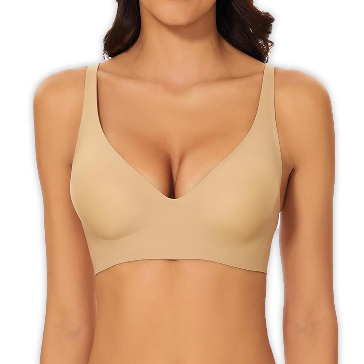 UnsichtBra Nahtloser Damen BH ohne Bügel mit Push Up Effekt | Wohlfühl Soft Bra Bustiers | Bequem Bustier aus weicher Mikrofaser | Atmungsaktive Unterwäsche Bügellos Büstier