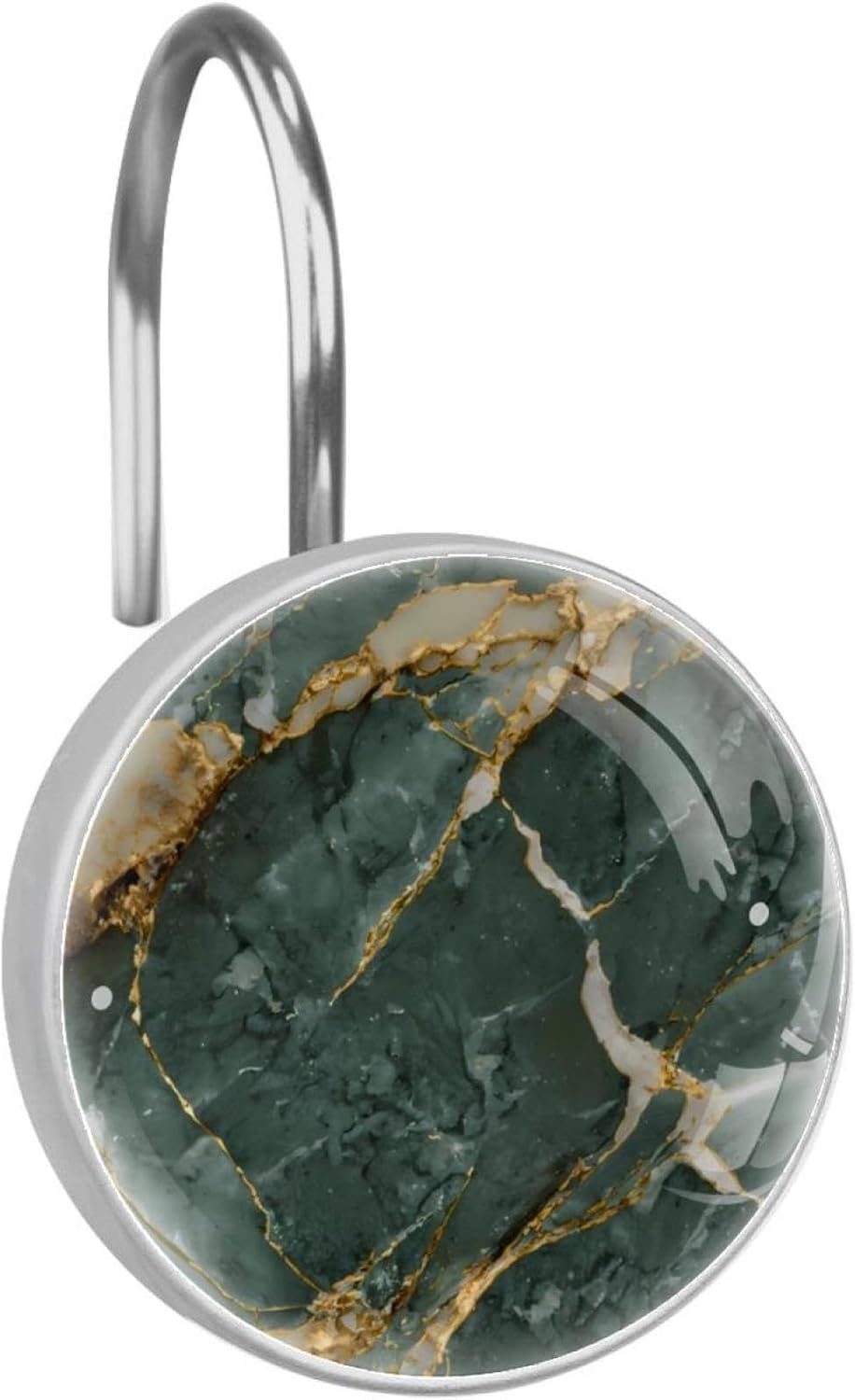 Marble Ombre Watercolor Ink sage Green and White 12 Pack Shower Curtain Hooks Decorative Shower Curtain Hook and Ring Set ABS Resin Anti-Rust Bathroom Curtain Rings