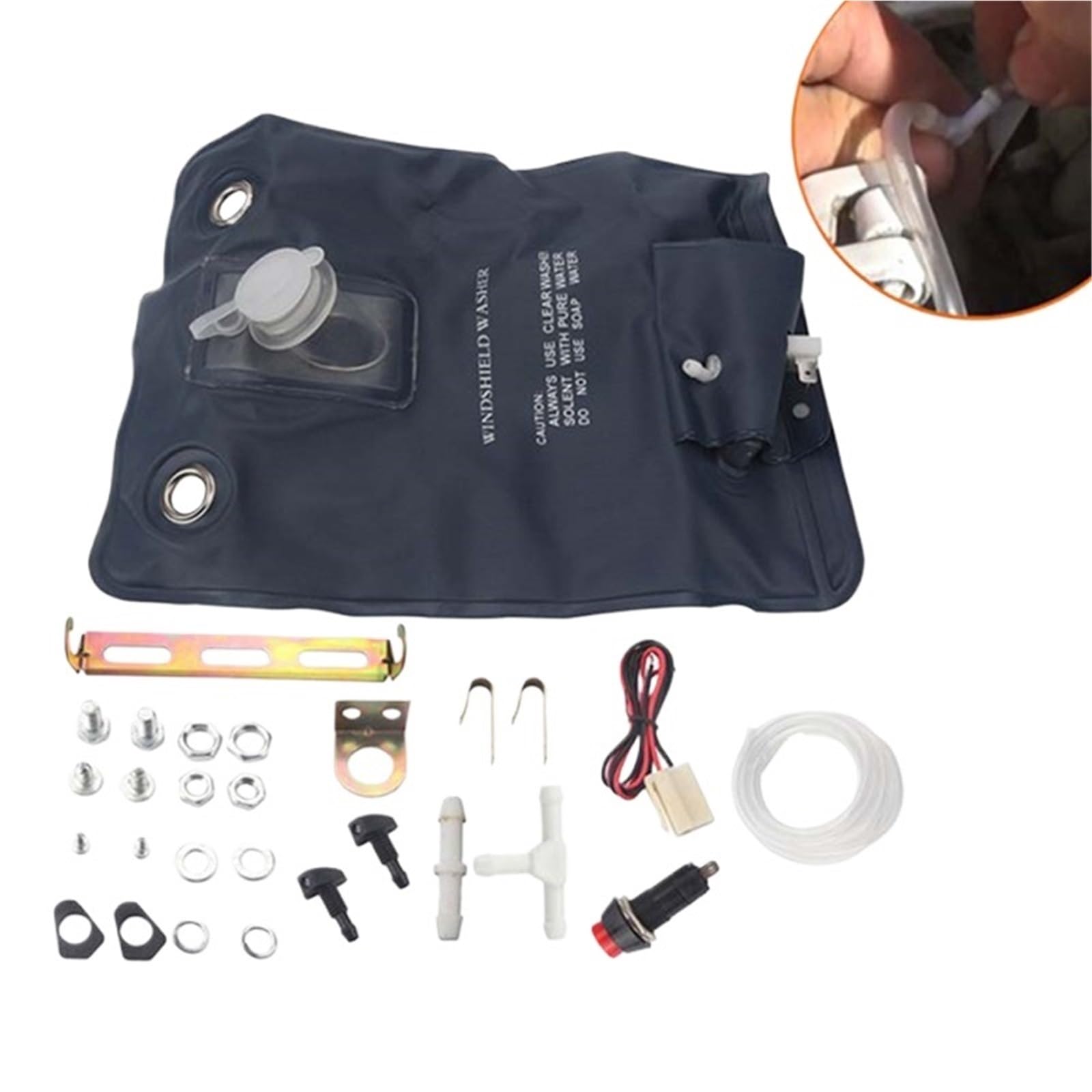 Spryskiwacz szyby czołowej B07A-12V 1 litr pojemność wodna czyszczenie okien samochodu szyba przednia spryskiwacz przedniej szyby Auto pompa torba zestaw 151286776374 Pompa spryskiwacza