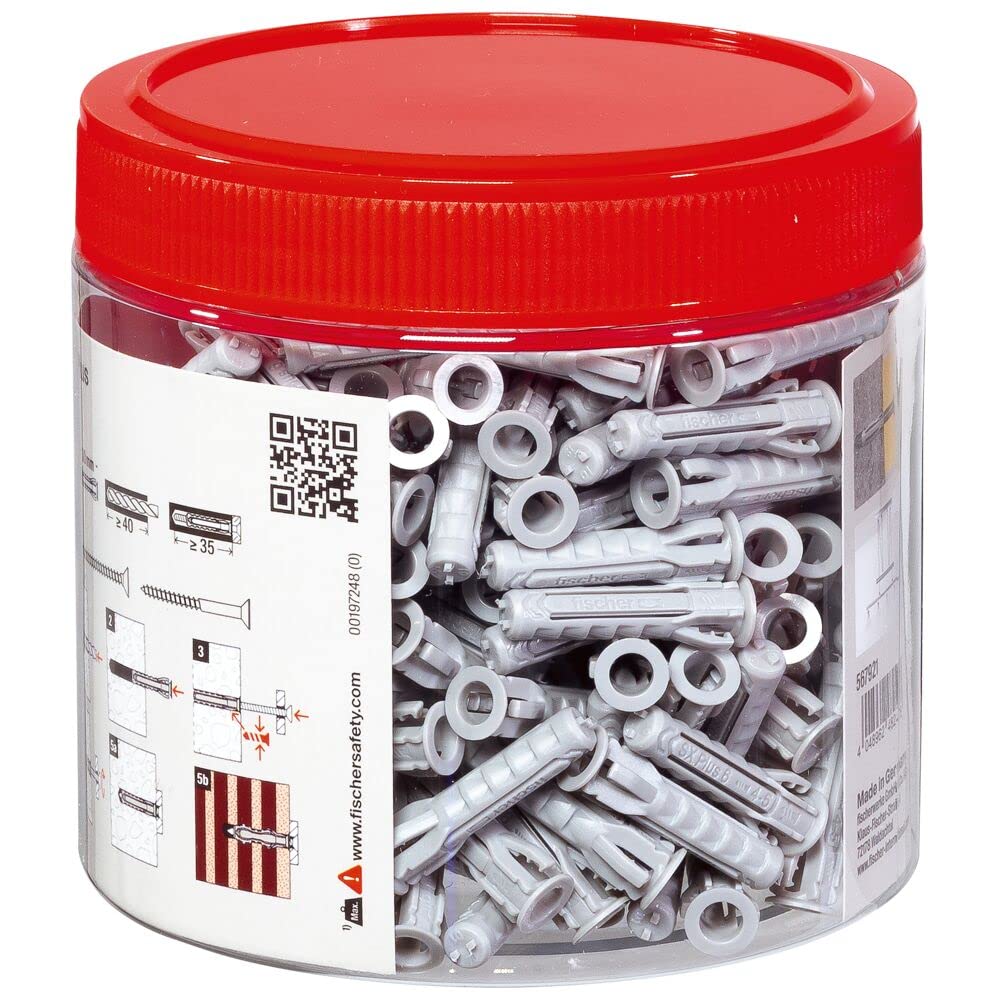fischer 567921 SX Plus Expansion Wall Plug, 6mm x 30mm, Tin of 200 Plugs