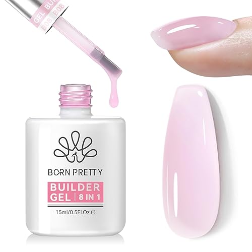 Miniatura 31 de BORN PRETTY Gel Constructor para Uñas, Gel de Construcción de Uñas de 8 en 1 Transparente para la Cúspide de la Uña y Fortalecedor de Extensión