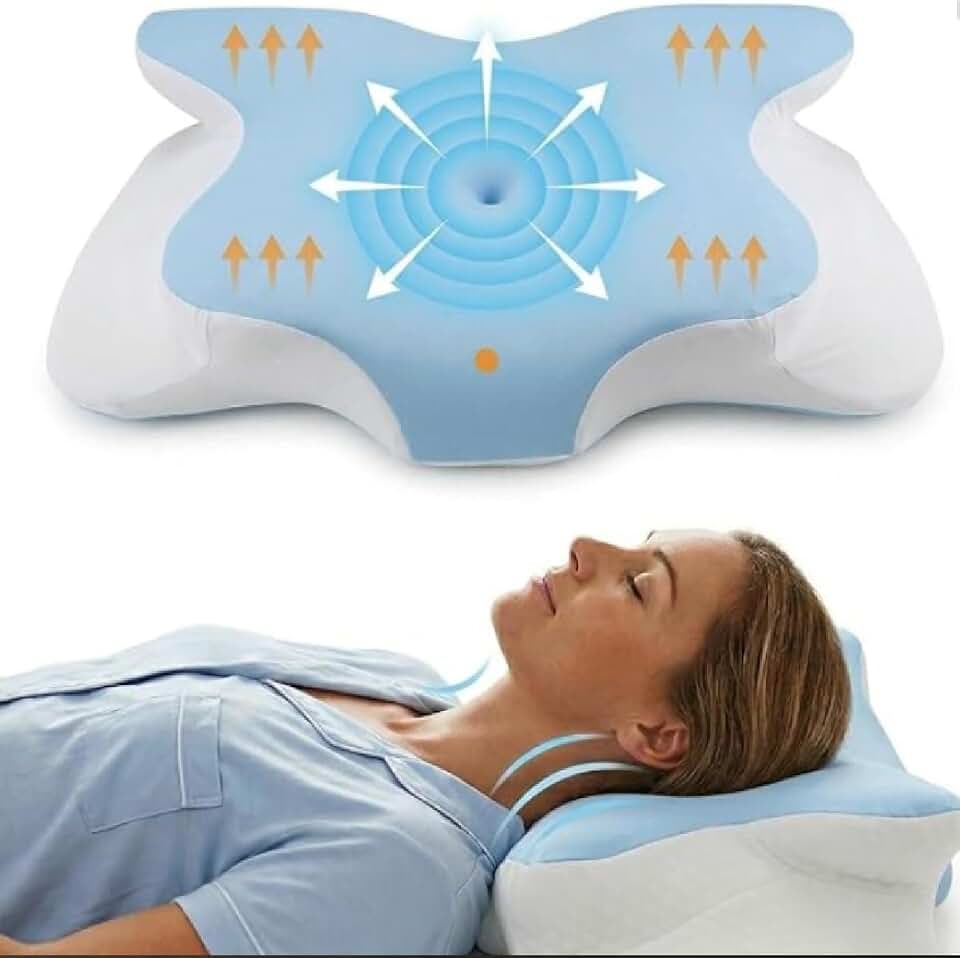 Travesseiro Viscoelástico Antiácaro Stoel Ergonômico Confortável Cervical Ortopédico Anti Ronco e Apneia 40x60 (Azul)