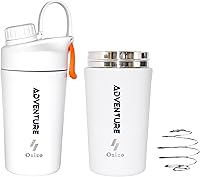 Vista 9 de Ozizo Botella agitadora de acero inoxidable con 2 resortes, taza agitadora aislada para mezclas de proteínas, 20 onzas, negro