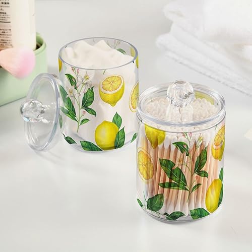 Miniatura 5 de SUABO Recipiente de baño amarillo fresco de limón sobre blanco, bolas de algodón, hisoposalmohadillas, dispensador de hilo dental, tarros