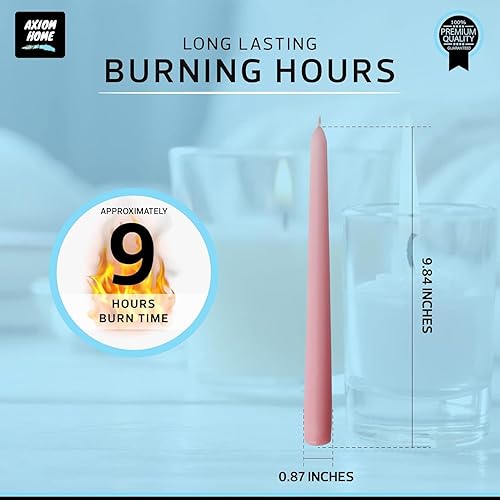 Miniatura 47 de Axiom Candles Velas altas sin goteo de 10 pulgadas sin perfume y sin humo, 9 horas de tiempo de combustión, velas cónicas para el hogar, cenas