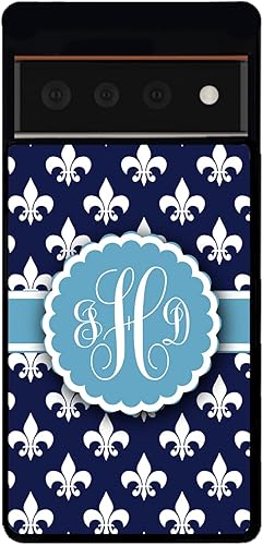 Miniatura 5 de French Fleur De Lis Blue Personalized Monogram Black Rubber Phone Case Compatible With Google Pixel 10, 10 Pro, 10 Pro XL, 9a, 9 Pro, Pixel 9, Pixel