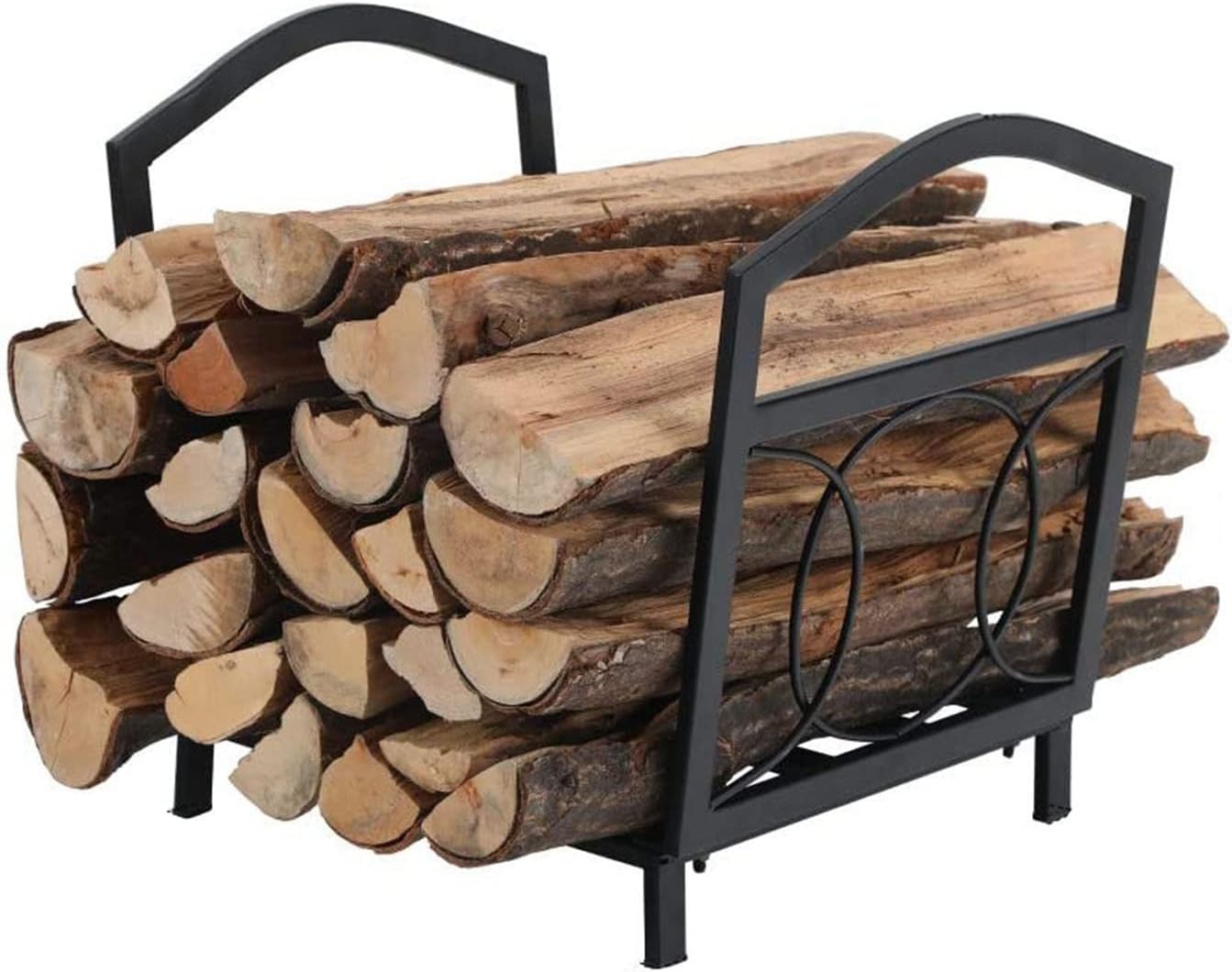 WORDFUN Firewood Rack Holder, Steel Firewood Log Rack, Fire Log Stacker Stand, Fireplace Wood Storage, Wood Stacking Rack, Wood Pile Storage Holder, for Outdoor Indoor, Easy Assemble