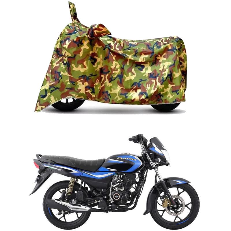 Image of Waterproof 100% PVC Coated Full Bike Scooty Two Wheeler Body Cover Compatible for Bajaj Platina 100 /UV-Rays /Heat Protection /Birds Dropping /Scratchproof /Dust Proof [6X6 Jungle Print]