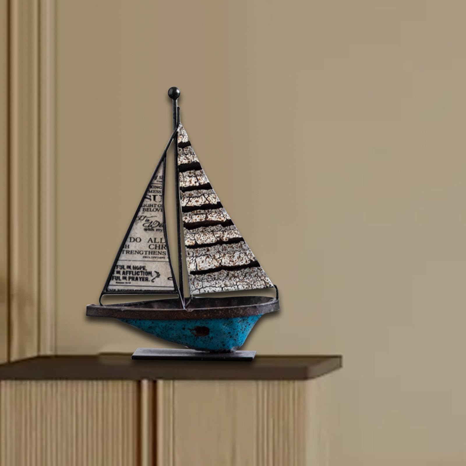 Decorazione a Forma di Barca a Vela, Decorazione in Metallo a Forma di Barca a Vela, Modello retrò di Barca a Vela Come Decorazione per caffè, Dimensioni:
