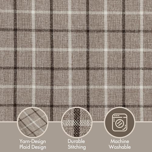 Image of Madison Park Anaheim Cabin Plaid Curtain Window, Thermal Insulated Fleece Lining, Living Room Decor Room Darkening Drape for Bedroom, 1-Single Panel Pack, 50x95 Faux Leather Tab Top, Brown