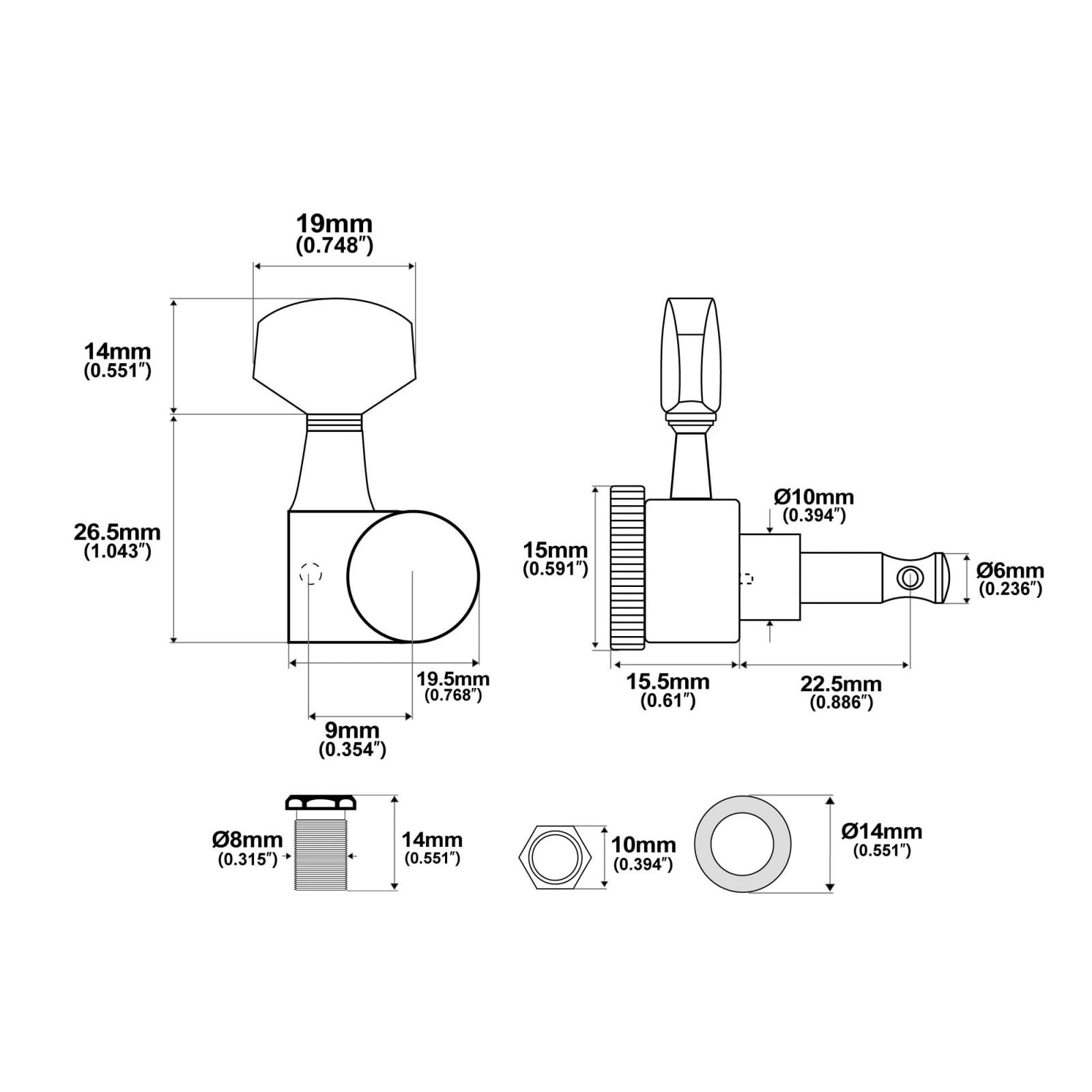 Gitarrenwirbel Set 15:1 Übersetzungsverhältnis Vollständig Abgedichtet 6 Paar Mechaniken Schwarz Für SQ ST Telecaster-Gitarren