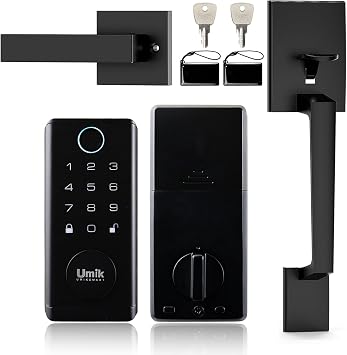 7-in-1 Smart Fingerprint Door Lock with Handle Keyless Entry Tuya App Black