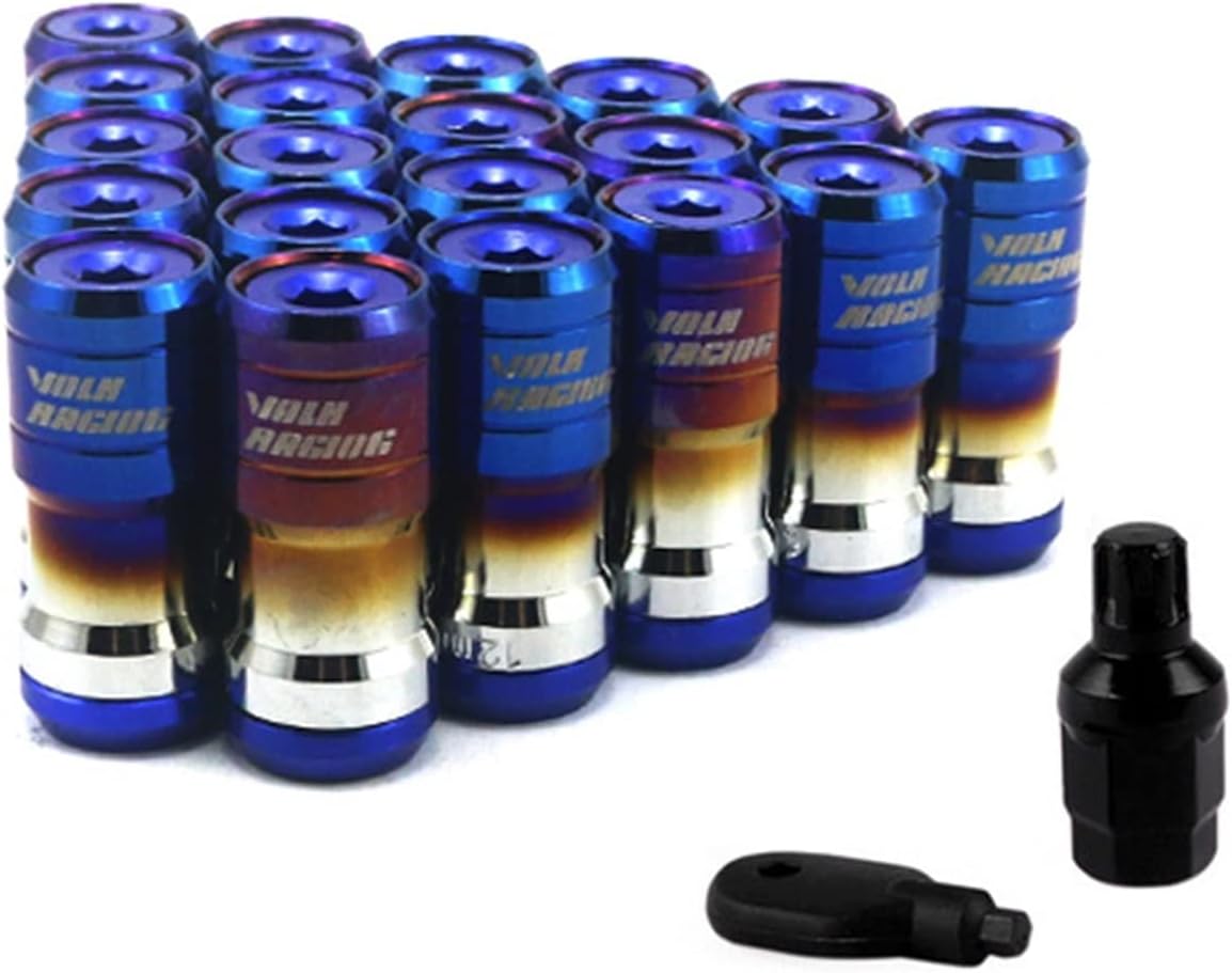 Wheel Lug Nut M12 X1.5 Or M12 X1.25 Authentic Acorn Racing Lug Wheel Nuts Screw 20PCS Car Replacement for Volk Wheel Nut Caps (Color : Baking Blue, Size : M12x1.25)