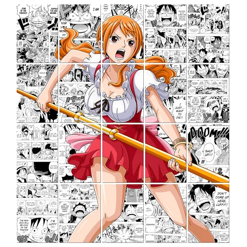 Image of Pack of 20 One Piece Nami Manga Poster | A4 Size Anime Wall Art (8.3 x 11.7 inch) | Manga Posters with Glue Dots | Anime Poster for Bedroom, Living Room, Office