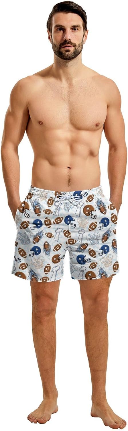 CHILL·TEK Funny Men's Swim Trunks with Compression Liner 5'' Inseam Quick Dry Beach Shorts Breathable Board Shorts for Men