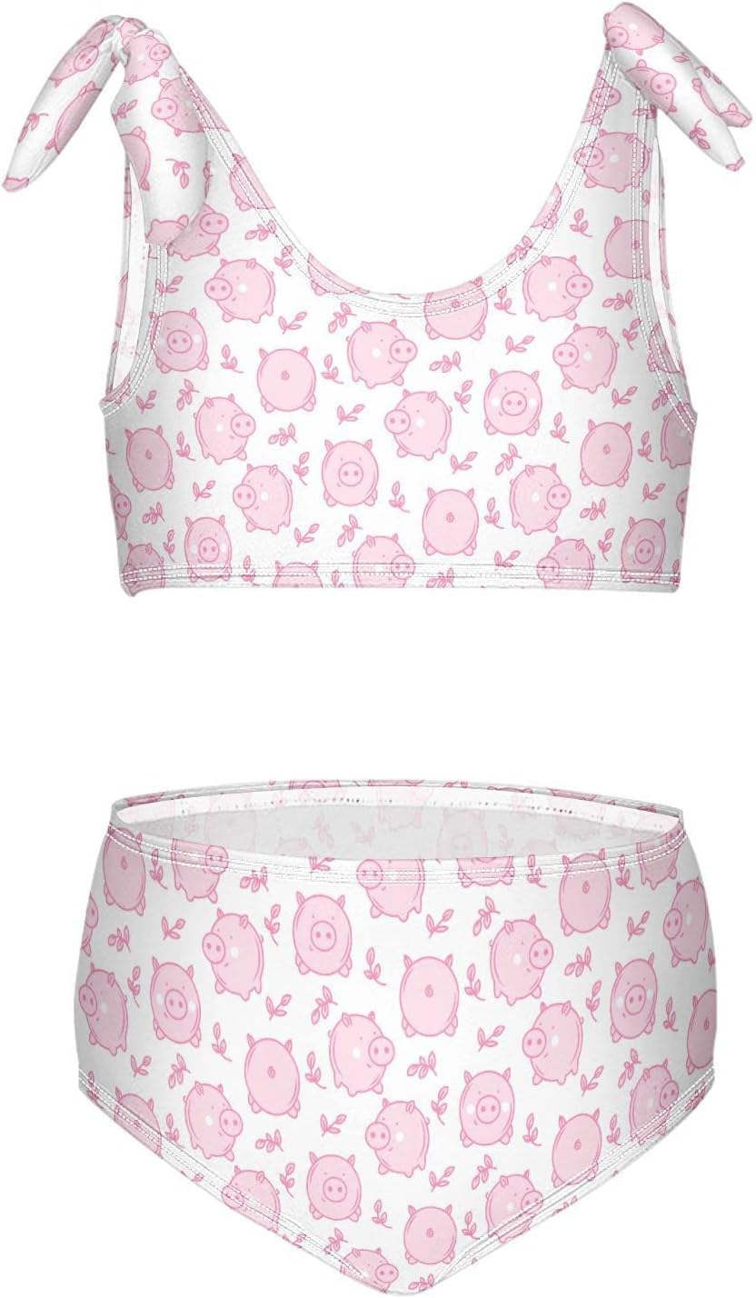 Raccoon and Paw Print Pattern Girls Bikini Sets 2 Piece Swimsuits Bathing Suit Swimwear