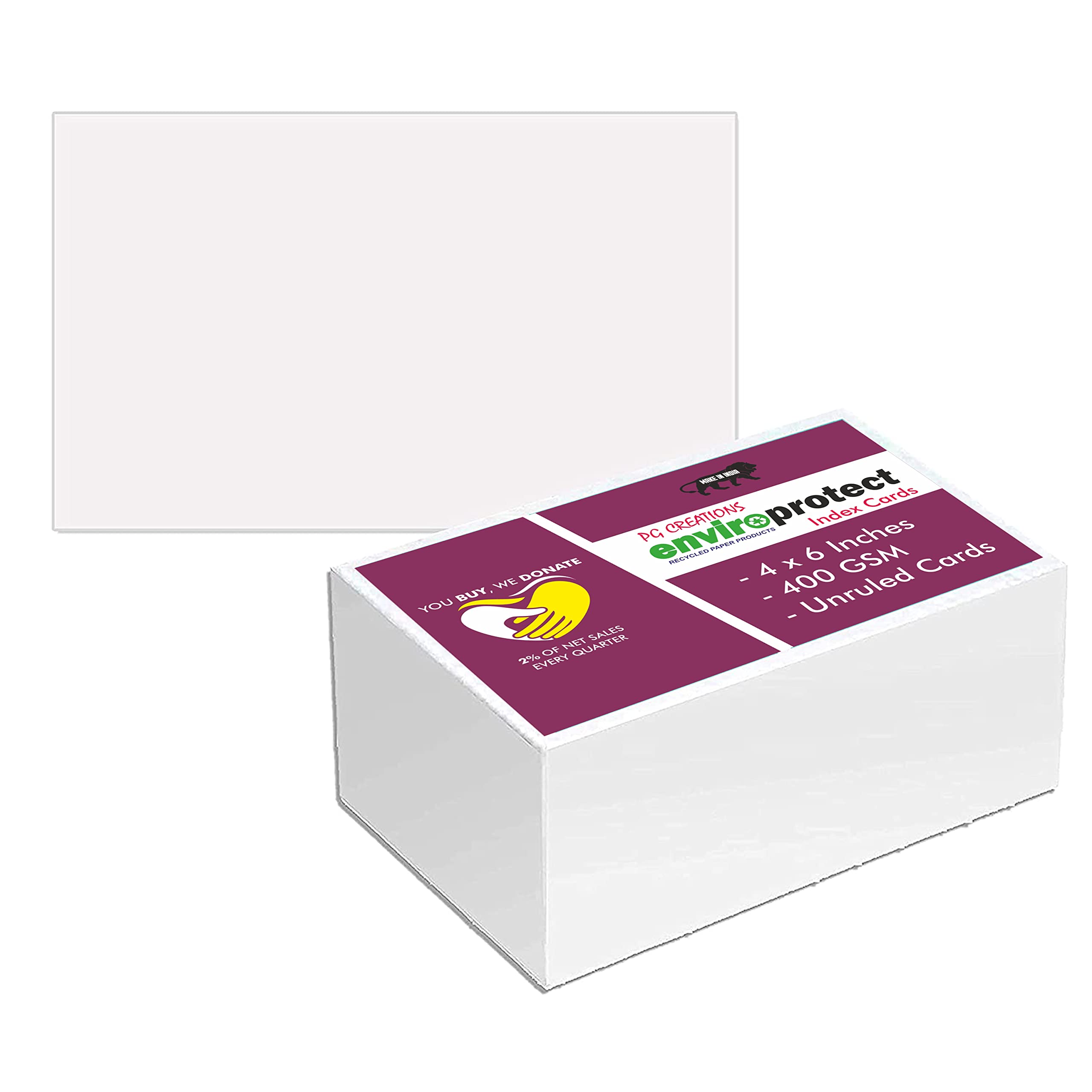 PG Creations Unruled Index Flash Cards, Blank Plain, 4x6 Inch, Large Size, 400 Gsm Ivory Cardstock, White, Pack of 50 Sheets-image-10