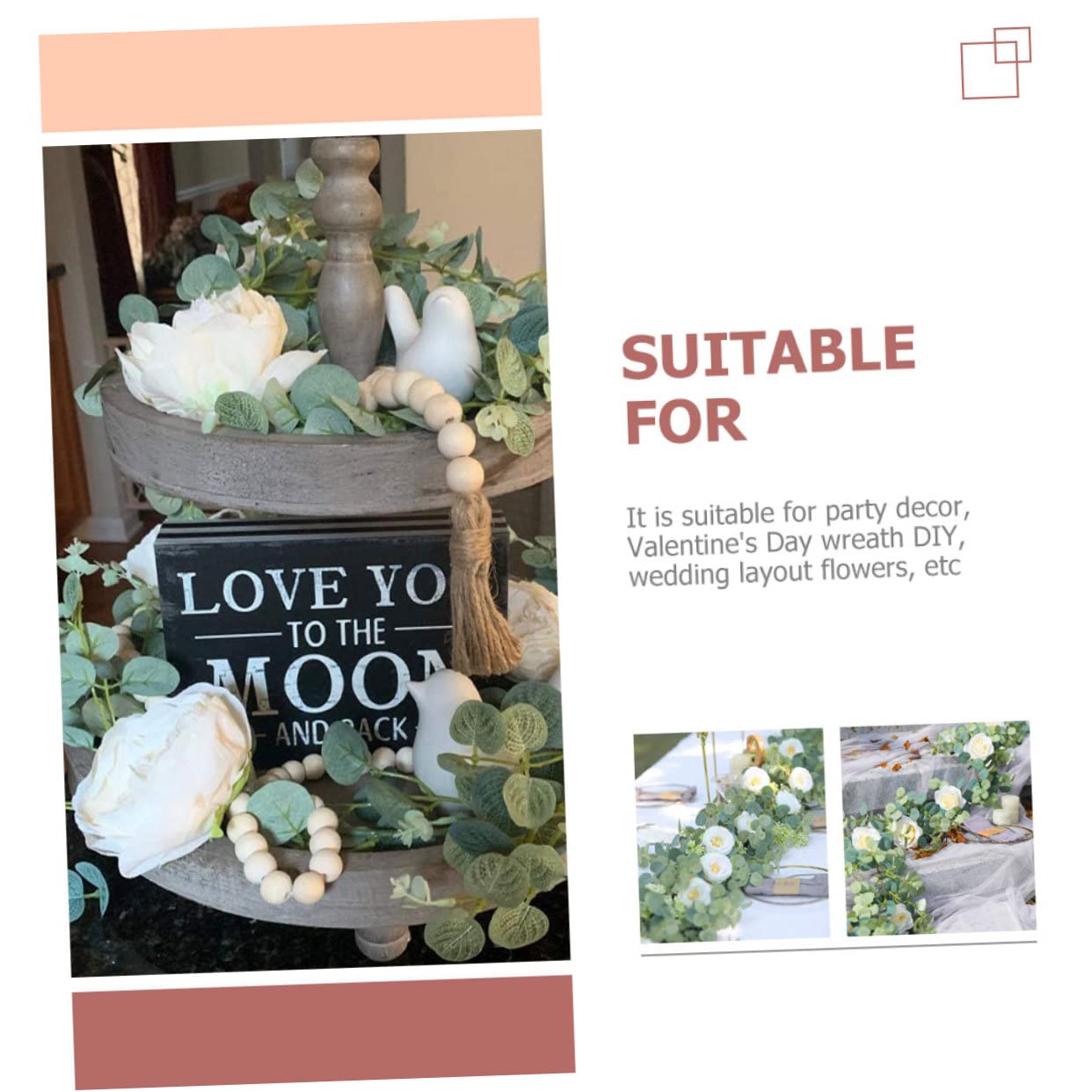 PRETYZOOM 3stücke Künstliche Eukalyptus-blumengirlande Dekorative Hängende Blumenranke Für Hochzeiten - Und Wohnaccessoires Kunstblumen Für Besondere Anlässe