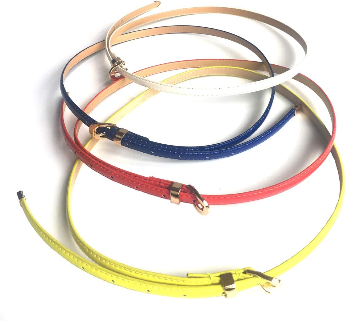 iToolaiWaist Belt for Dresses Women's Fashion 4pc Mixed Color Faux Leather Skinny Belts Bundles