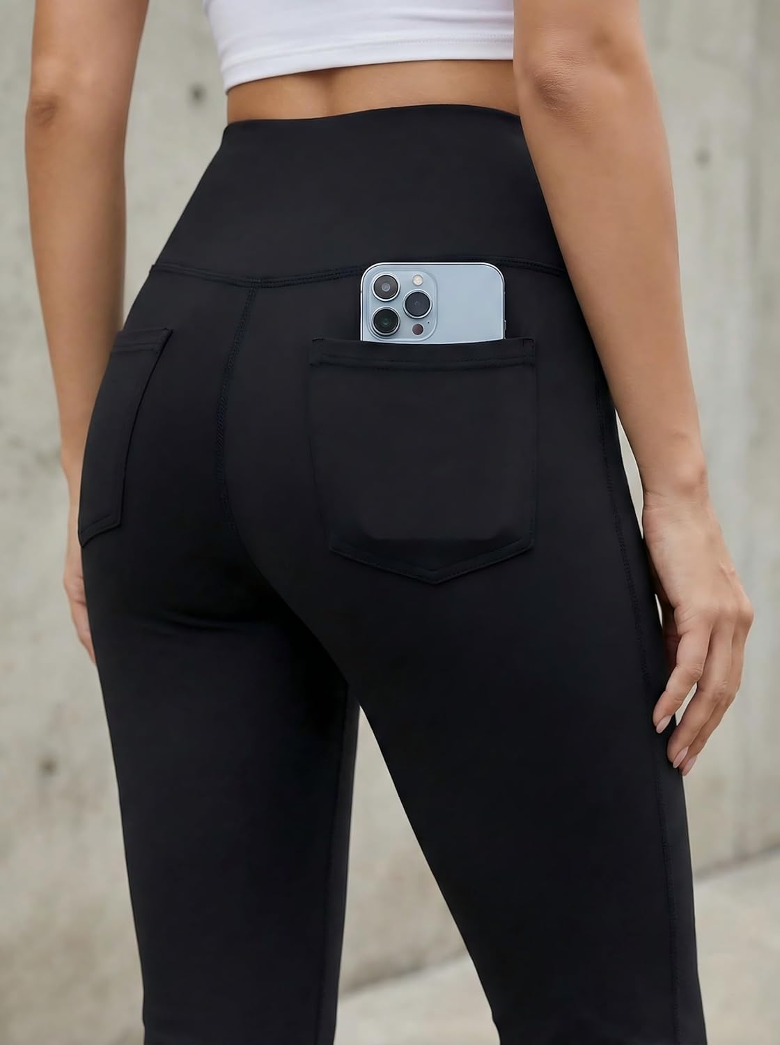 Bootcut Work Pants for Women with Pockets - High Waisted Tummy Control Flare Leggings Dress Pants for Office,Casual - Image 4