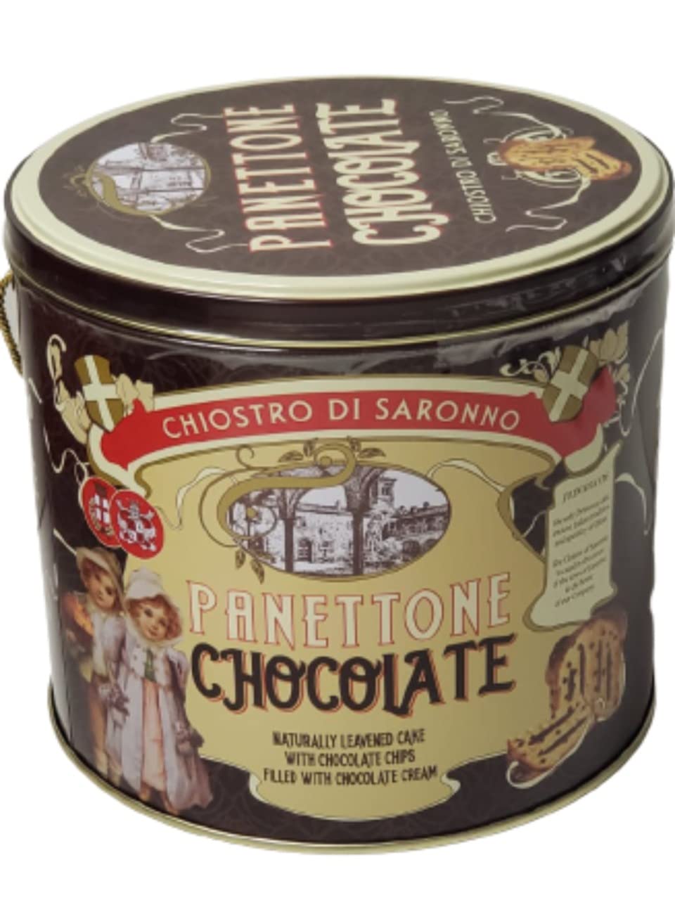 Panettone Chocolate Italian Sweet Bread Chiostro Di Saronno Tin 1kg (Chocolate Panettone)