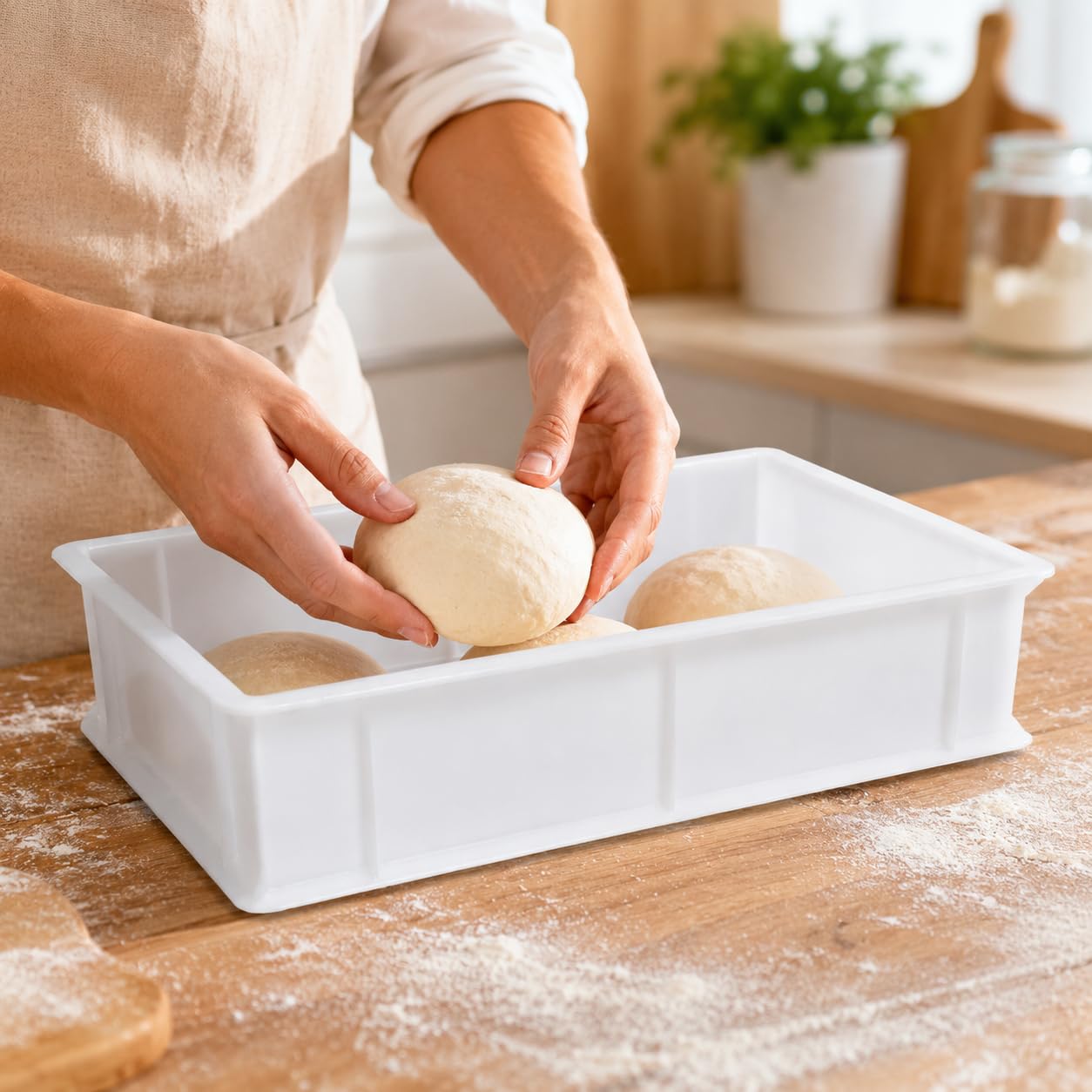 LUNEDA Set 2 Cassette Lievitazione + 1 Coperchio 40 x 30, Contenitore Pizza e Pane Made in Italy per Lievitazione Impasto Pizza Sovrapponibile, Vaschette Portaimpasto in Polietilene 12 L