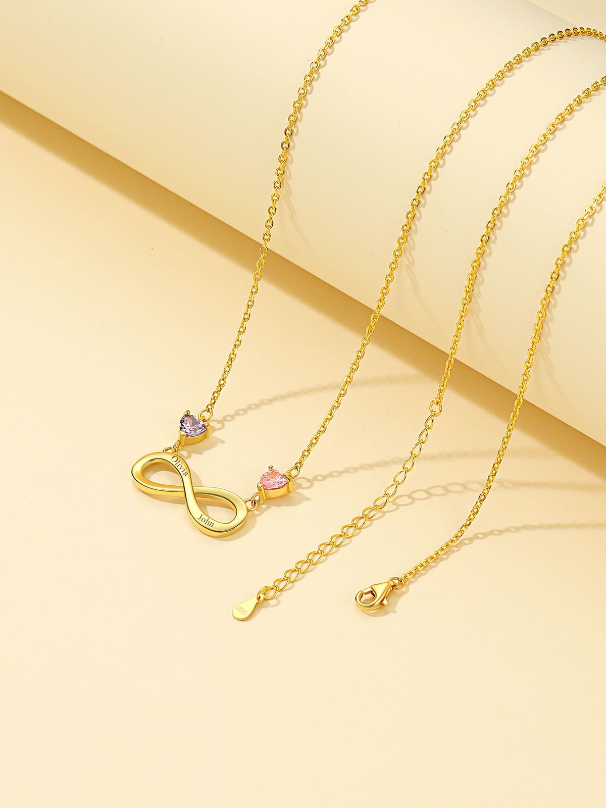 Custom4U Collier Infini Femme Argent 925 1-2 Prénoms Personnalisé, Pendentif Prénom Gravure Infinity Amour,Bijoux Original Maman,Femme,Fille (Boîte Cadeau)
