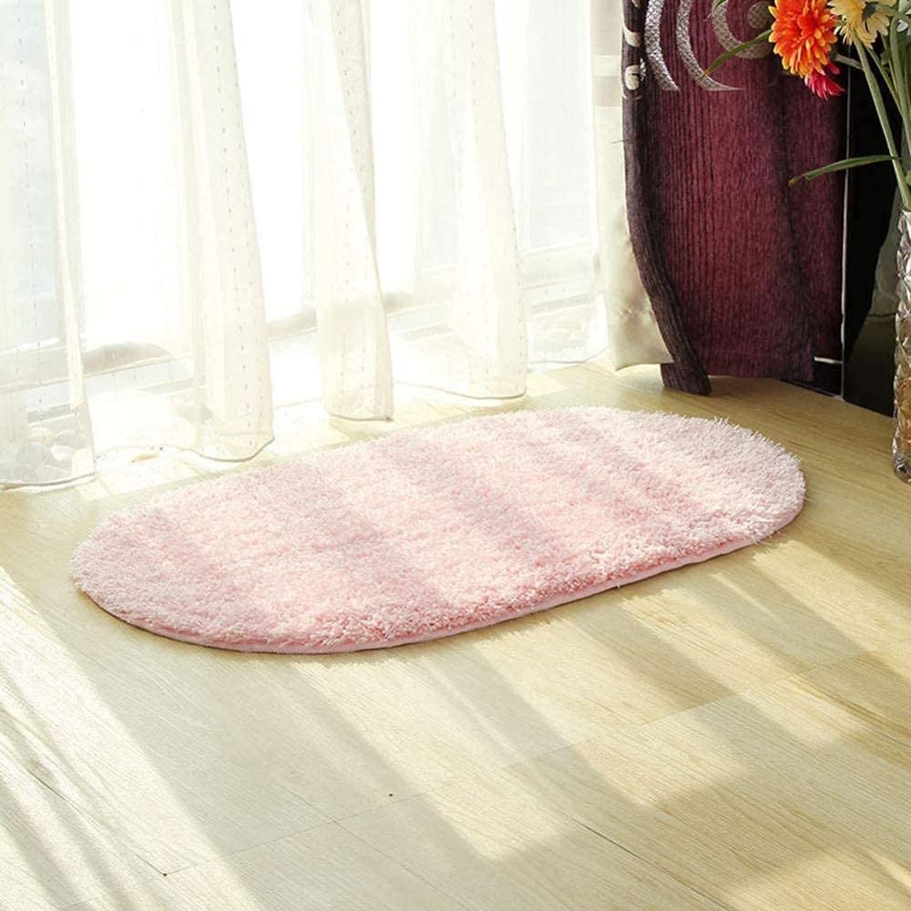 Tapis d'une salle de bain épaisse absorbante douce ovale non glissante microfibre chenille Tapis de bain de bain machine lavable tapis de bain pour la buanderie-jaune 60x40cm ( Color : Pink , Size : 8