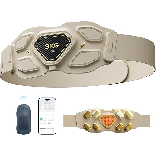 SKG W9 Ultra 2.0 Lower Back Massager for Pain Relief Deep Tissue Mothers Day Gifts Adjustable Cordless Heating Pad Infrared Vibrating Back Massager with Titanium Massage Head