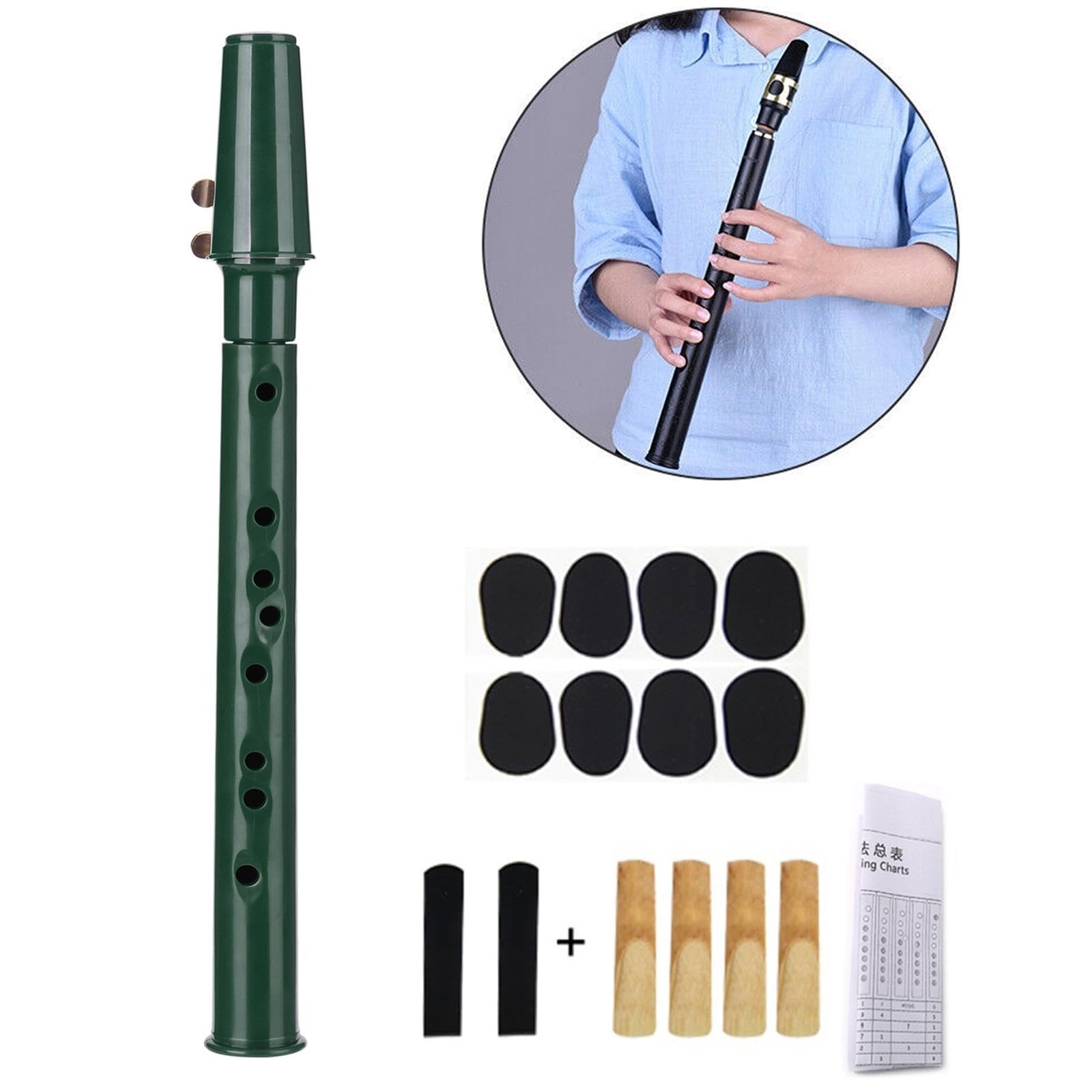 5 set di Pocket Sassofono Pratica Strumento Portatile per Amatori Bambini Principianti Verde 34x3 cm