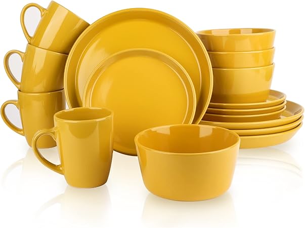 Plates and Bowls Sets, 16 Pieces Dinnerware Sets, Dishes Set