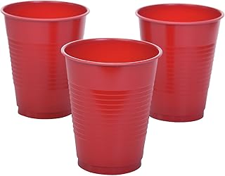 Fun Express - 16oz Red Plastic Cup for Party - Party Supplies - Solid Tableware - Solid Cups - Party - 20 Pieces