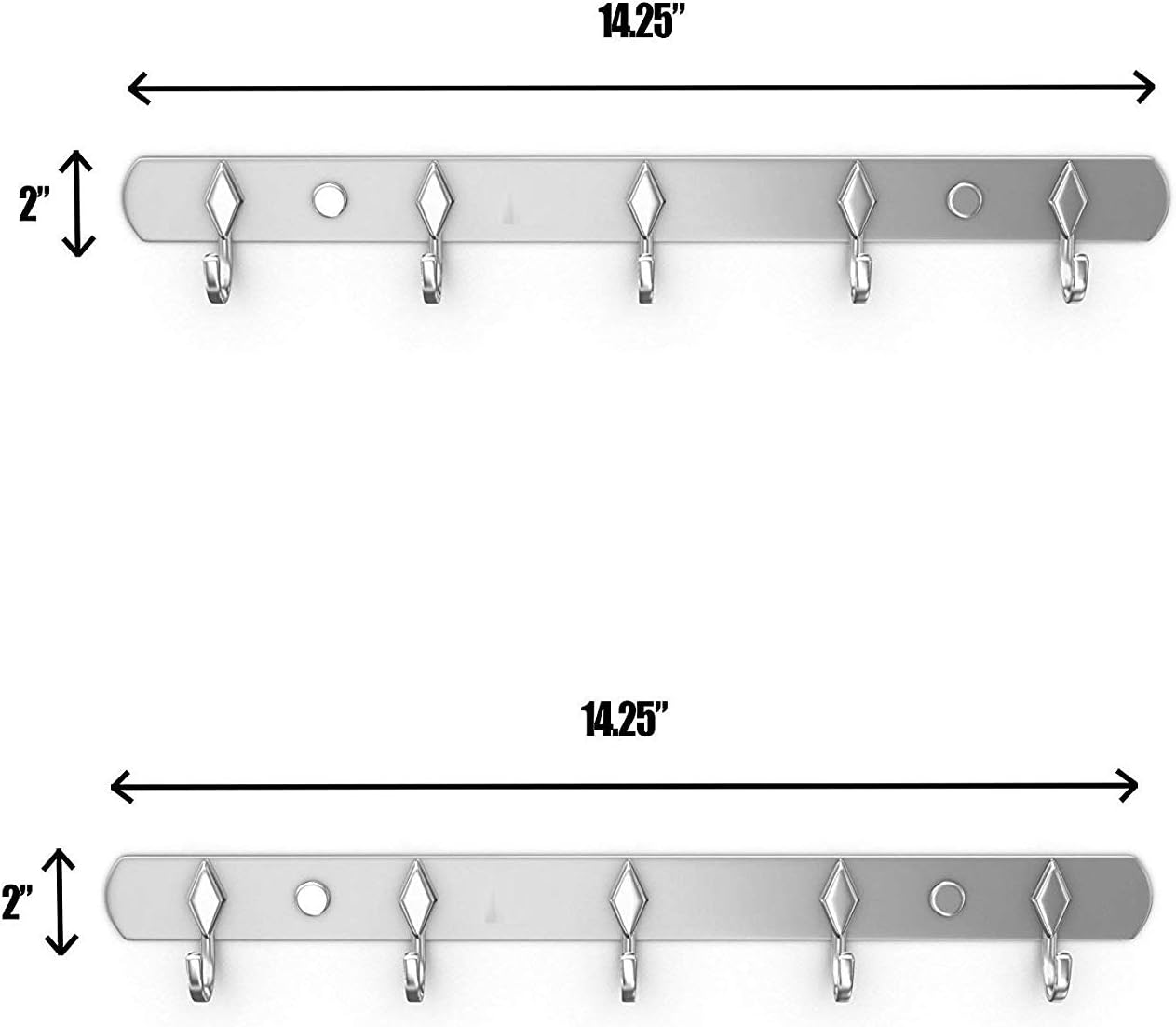 Professional Wall Mount Hook Rack for Barbecue BBQ Utensils Coats Pots Bathroom Towels 5 Hooks Rail for Hanging-Heavy Duty Stainless Steel