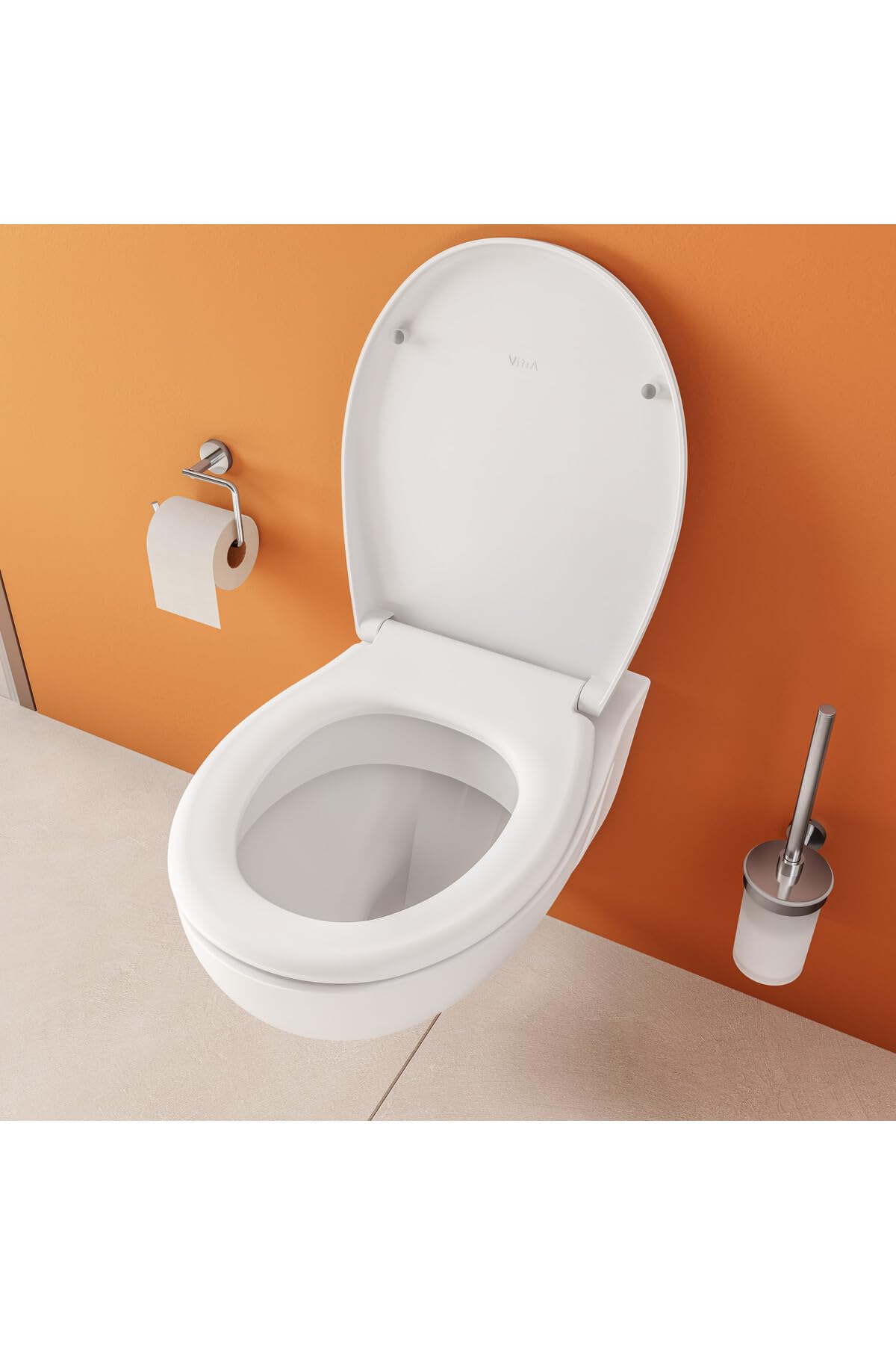 VitrA S20 Round 109-003-909 Universal Klozet Kapağı, Yavaş Kapanır, Kolay Çıkabilir, Beyaz