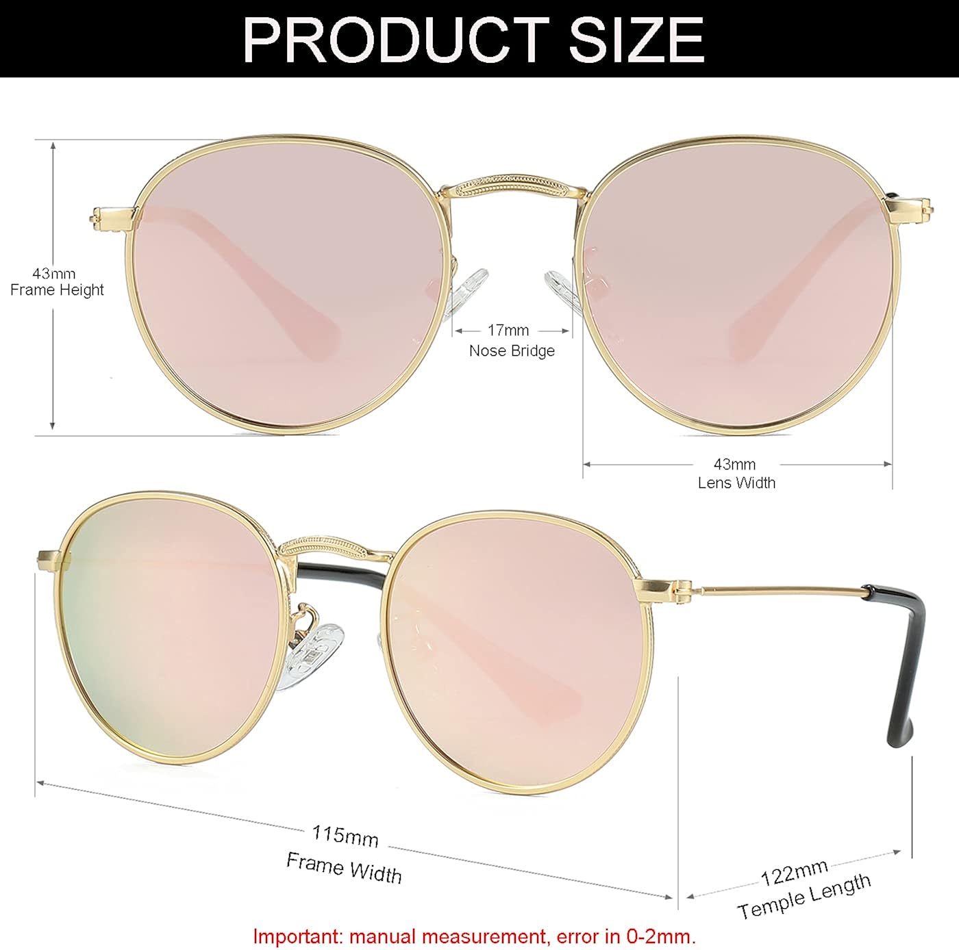 Miniatura 3 de Gafas de sol polarizadas para niños marco de metal clásico para bebés niños y niñas de 0 a 18 años tres tamaños 100 protección UV