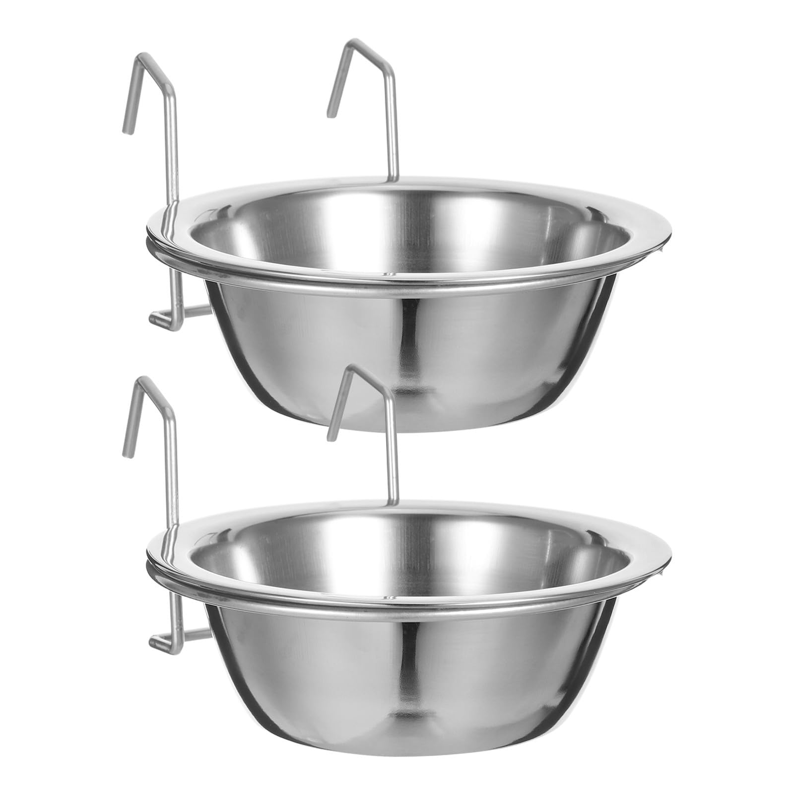 Generic 2 Sets Stainless Steel Hanging Pet Dog Bowls with Storage Rack, Dishwasher Safe and Prevents Tipping, for Cage Feeding, Sturdy Silver Crate Food Bowls
