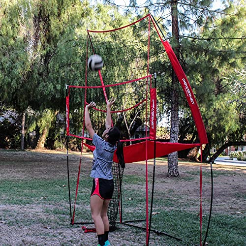 Powernet Volleyball Practice Net Station | 8 Ft Wide By 11 Ft High | Ball Return | Great For Hitting And Serving Drills | Perfect For Team Or Solo Training | Three Minute Setup | Bow Style Frame #TOP2