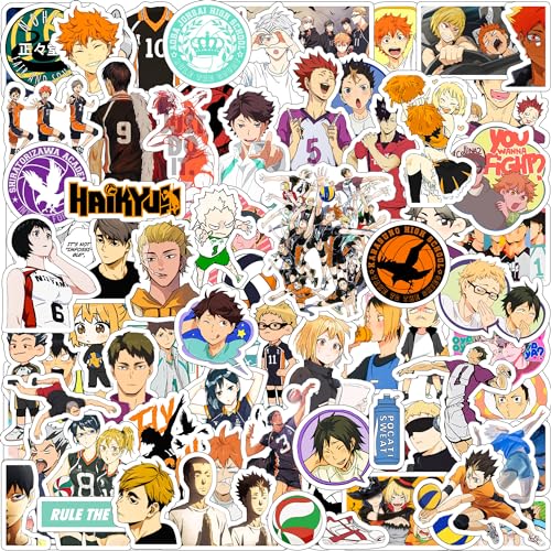 Image of Paper9store Pack of 80+ Haikyuu Stickers for Laptop, Phone Case, Guitar, Bike, Pc, Scrapbook etc. Waterproof Glossy Laminated Residue Free Anime Stickers
