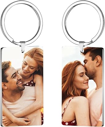 Custom Keychain with Picture,Personalized Keychains with Engraving Photo/Text Customized gifts for boyfriends wives