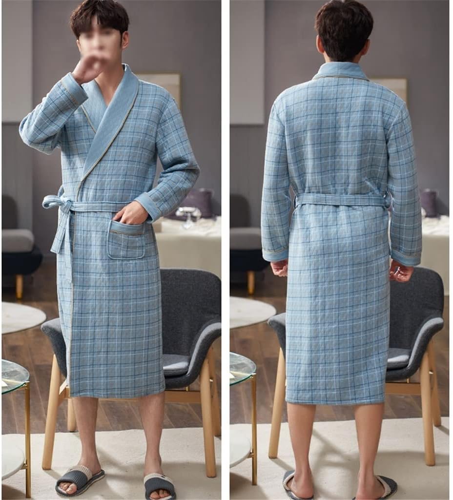 Bathrobe pajamas robe men's quilted bathrobe long