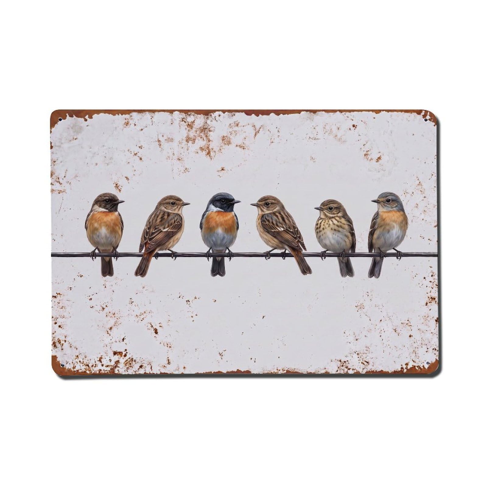Vintage Retro Birds Stonechat Metal Tin Sign